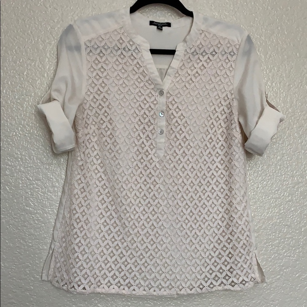 Lace Front Cream Blouse